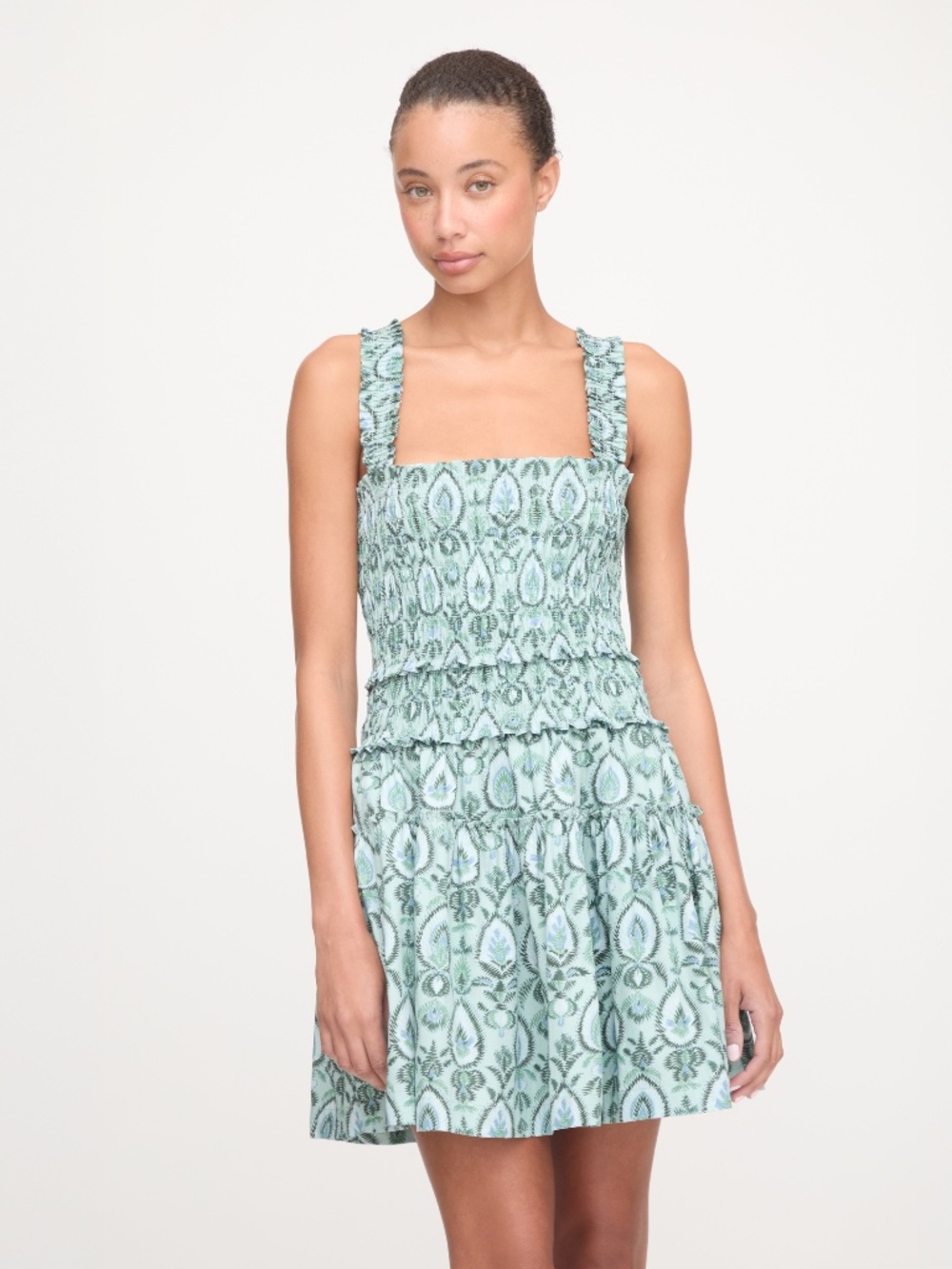 Hill House Home The Azalea Mini Nap Dress - Green Palm Ikat Size MGreen Palm Ika - Picture 2 of 3
